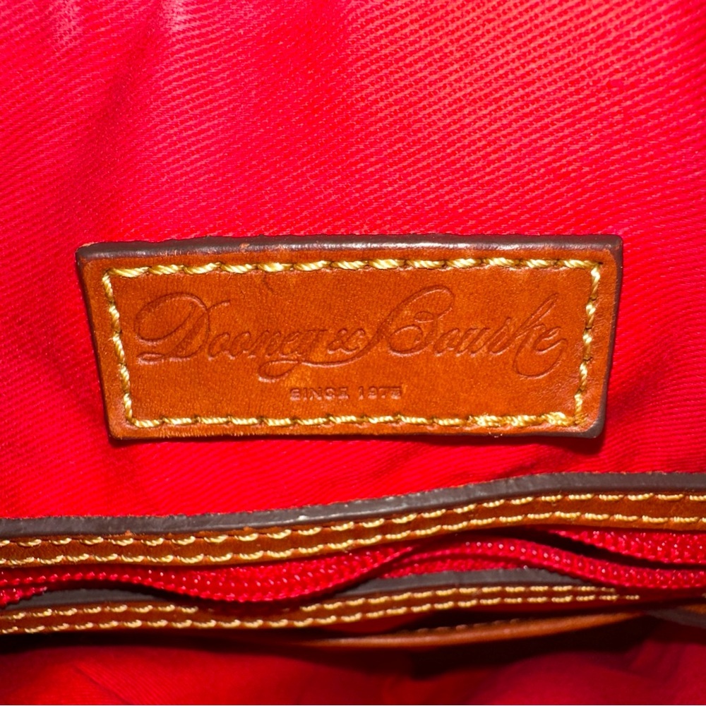 Dooney & Bourke Pink Nylon Crossbody Messenger Bag Pockets Brown Leather Straps - Picture 11 of 16